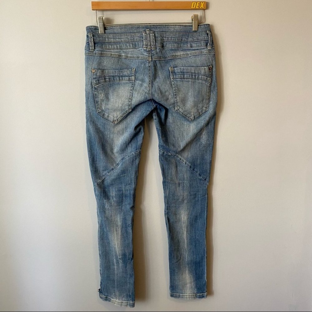 Zara TRF vintage women’s Y2K distressed 4 button zip fly patchwork jeans size 10 - Picture 2 of 16